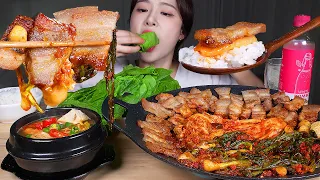 ASMR MUKBANG | KIMCHI SAMGYEOPSAL (PORK BELLY BBQ &  KIMCHI) SOYBEAN PASTE STEW!