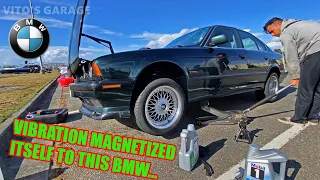 We Sacrificed an Entire Day For This BMW E34 5 series! Vibration Problems, First Oil Change & More!