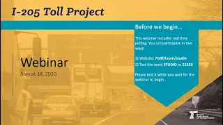 I-205 Toll Project Community Webinar #2
