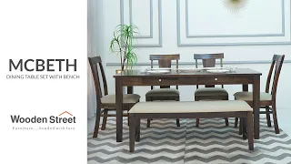 Mcbeth Storage 6 Seater Dining Table Set With Bench (Walnut Finish) | Latest Dining Table Set | 2023