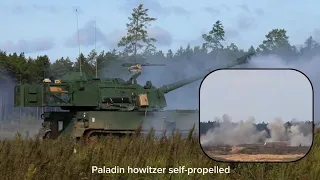 U.S Army M109A6 Paladin 155 mm self-propelled howitzer in action