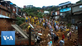 Teams Work at Scene of Landslide in Brazil's Sao Paulo State