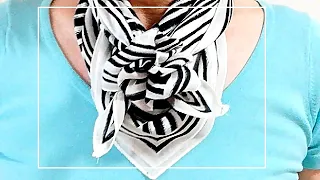 モノトーンスカーフを可愛く５アレンジした【スカーフの巻き方】how to wear a black & white scarf 5 styles