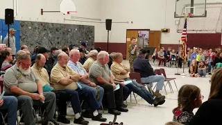 Aaron singing "Goodnight Saigon" at Veterans Day Assembly, 11-13-17