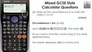 How to calculate the circumference of a circle  (Casio calculator, GCSE Maths, fx-83GT PLUS, fx85GT)