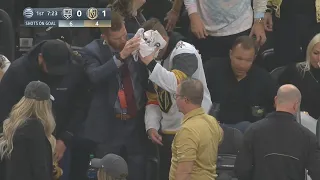 Unlucky VGK Fan Gets Hit In The Face By Puck