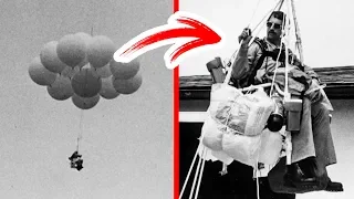 Dieser Mann flog 90 Minuten in einem Stuhl an 45 Luftballons