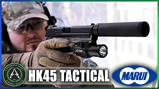 Видео обзор на страйкбольный пистолет HK45 Tactical от Tokyo Marui.