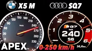 2018 Audi SQ7 vs. BMW X5 M - Acceleration Sound 0-100, 0-250 km/h | APEX
