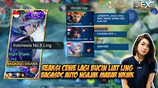 REAKSI CEWE LAGI BUCIN LIAT LING BAGASDC AUTO NGAJAK MABAR WKWWKKWK ! MOBILE LEGENDS