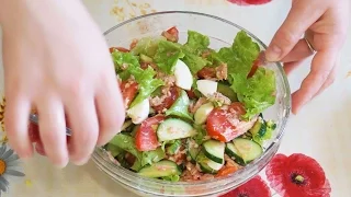 Салат с тунцом и овощами Простой рецепт Вкусного салата