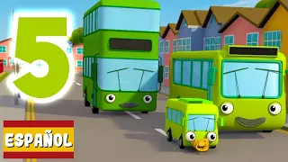 5 autobuses verdes　| Garaje de Gecko | Carros para niños | Vídeos educativos