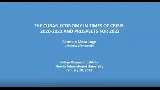 The Cuban Economy in 2020–2022: Back to the 1990s Crisis?
