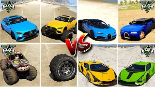 Monster Truck vs Lamborghini vs Monster Car vs Lego Bugatti - GTA 5 Cars Which is Best?