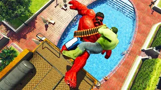 GTA 5 Epic Ragdolls Big Red Hulk Found Green Hulk Jump/Fails #20( Euphoria Physics | Funny Moments )