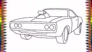 How to draw a car Dodge Charger 1970 step by step for beginners