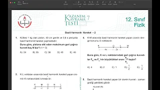 12.SINIF FİZİK KAZANIM TEST 7 ÇÖZÜM 2022-2023 BASİT HARMONİK HAREKET