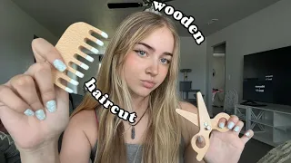ASMR Wooden Haircut✂️ (fast and aggressive, personal attention)