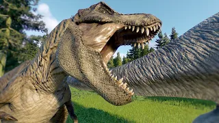 LARGE CARNIVORE AND HERBIVORE DINOSAURS BATTLE ROYALE  - Jurassic World Evolution 2