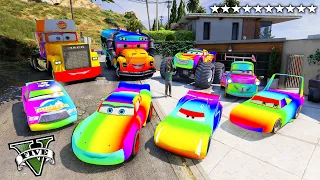 GTA 5 - Stealing Rainbow McQueen Cars with Franklin! (Real Life Cars #176)