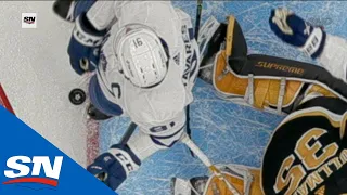 Patrice Bergeron Knocks Net Off As Puck Crosses The Line From John Tavares Tip, Goal Stands