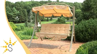 Sunnydaze 3-Person Aluminum Patio Swing with Canopy and Cushions - Beige-LR-243