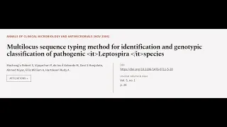 Multilocus sequence typing method for identification and genotypic classification of ... | RTCL.TV