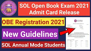 SOL Open Book Exam 2021 Admit Card Release | OBE Registration | New Guidelines | DU SOL Hall Ticket