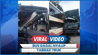 Kecelakaan Bus Sembodo Gagal Nyalip Tabrak Truk, Kepala Bus dan Truk Hancur