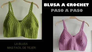 BLUSA TOP A CROCHET paso a paso |TUTORIAL blusa fácil a crochet CROCHET TOP#crochet #blusatejida