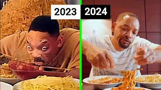 Will Smith Eating Spaghetti AI Video - (2023 vs 2024)