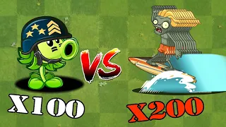 PVZ 2 Challenge - 100 Plants Max Level Vs 200 Surfer ZombieLevel 3