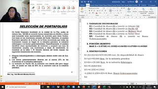 OPTIMIZACION LINEAL PORTAFOLIO OPTIMO DE INVERSION