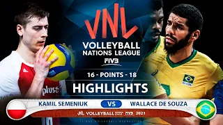 Poland vs Brazil | VNL 2021 | HIghlights | Kamil Semeniuk vs Wallace De Souza