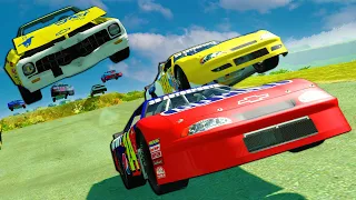 Insane Nascar Stock Car Crash Test Race! -  BeamNG Gameplay Races & Crashes