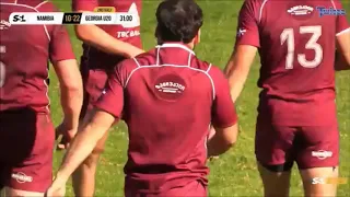 Kote Marjanishvili combines with Temur Tchitchinadze for counter attack try vs Namibia XV 2019