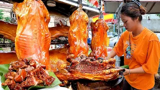 Cutting & Selling 7 Roast Pigs 2.50$ per Box | Cambodian Street Food