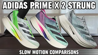 Adidas Prime x 2 Strung VS Prime X Strung Vs Prime X - Only Slow Motion #runningshoes  - treadmills🤔