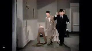 laurel and hardy - blockheads scene(1938) - colorized