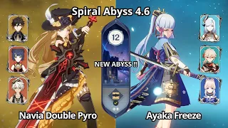 C0 Navia Double Pyro & C0 Ayaka Freeze - NEW Spiral Abyss 4.6 Floor 12 Genshin Impact