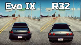 NFS Heat: Mitsubishi Lancer Evo IX vs Nissan Skyline GTR R32 - Drag Race