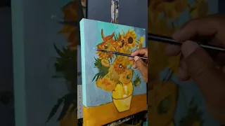 pintando los girasoles de Vincent  van Gogh #art #satisfying #shorts