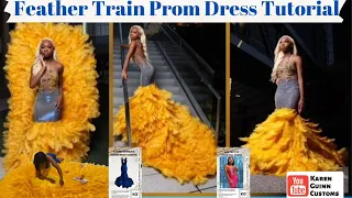 Feather Train Prom Dress Tutorial!!! How to Glue on Feathers!