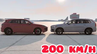 Porsche Cayenne III vs Volvo XC90 II 💥 200 km/h (each one) 💥 BeamNG.drive CRASH test