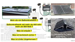 Mehr als ein Balkonkraftwerk 600W , 800W, 1400 Watt | Was ist ziviler Ungehorsam was ist sicher ?