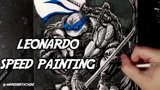 Drawing TMNT Leonardo Speed Painting/desenhando tartarugas ninjas