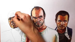 GTA V - Franklin, Trevor, and Michael Colored Drawing