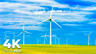 Amazing Wind Turbines in 4K Ultra HD - 4K Scenic Relaxation - 4K Video - Earth Spirit