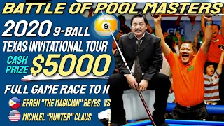 Epic Match between Efren Reyes vs Michael Claus at the 2020 9-Ball Challenge Match wins $5000