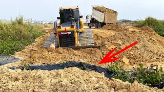 Greatest New Road Building Construction with Bulldozer Shantui Push Soil, DumpTruck Spreading Dirt